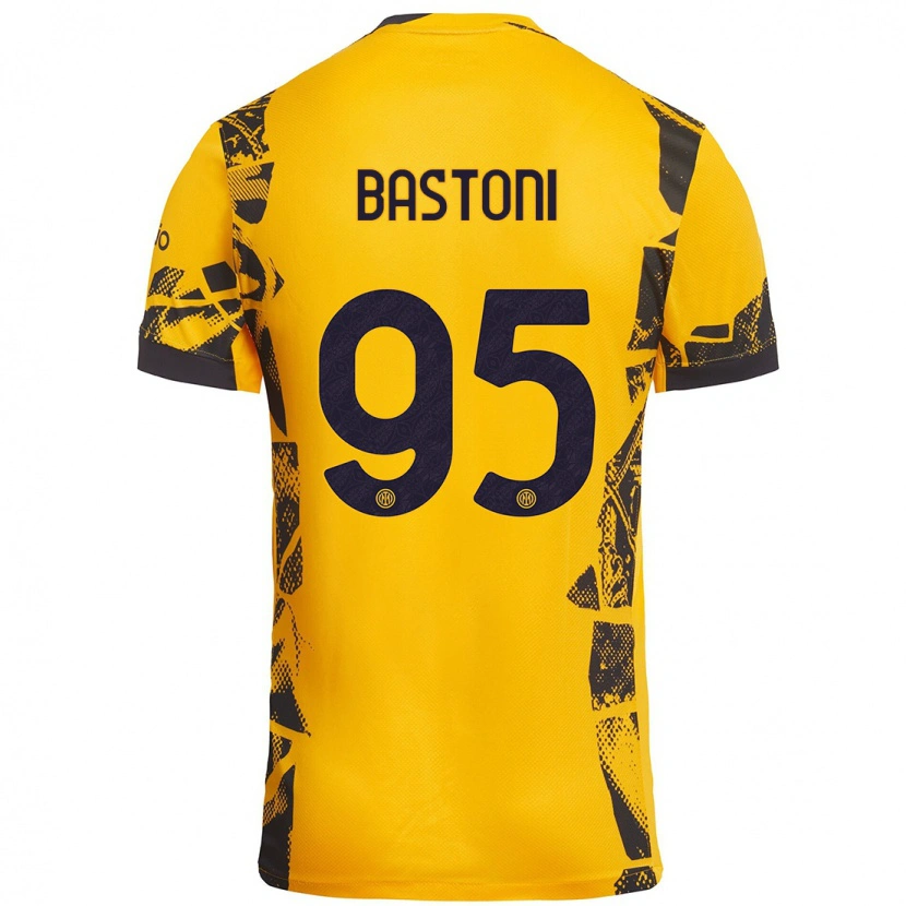 Danxen Barn Alessandro Bastoni #95 Gull Svart Tredje Sett Drakt Trøye 2024/25 Skjorter T-Skjorte