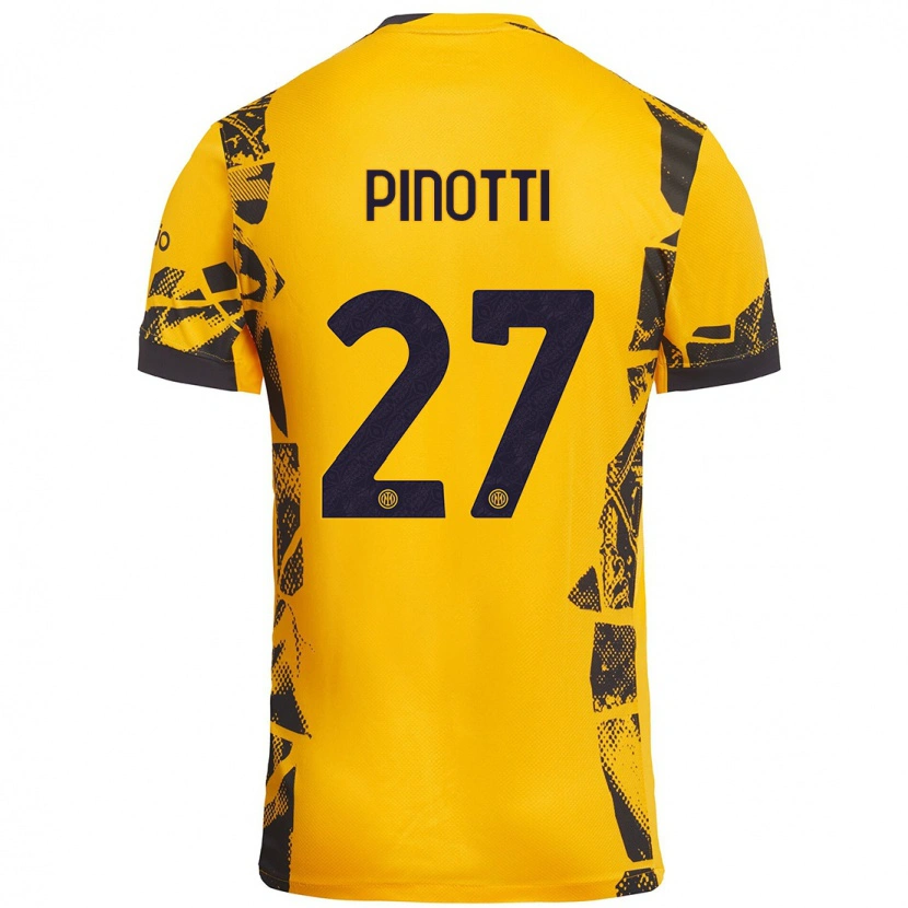 Danxen Barn Manuel Pinotti #27 Gull Svart Tredje Sett Drakt Trøye 2024/25 Skjorter T-Skjorte