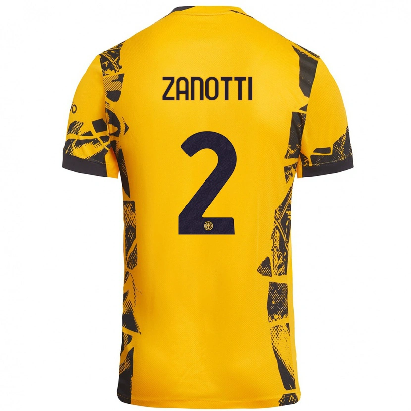 Danxen Barn Mattia Zanotti #2 Gull Svart Tredje Sett Drakt Trøye 2024/25 Skjorter T-Skjorte