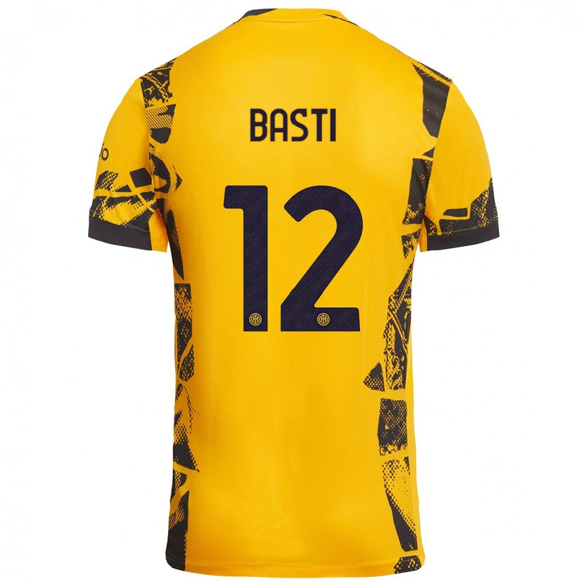 Danxen Barn Matteo Basti #12 Gull Svart Tredje Sett Drakt Trøye 2024/25 Skjorter T-Skjorte