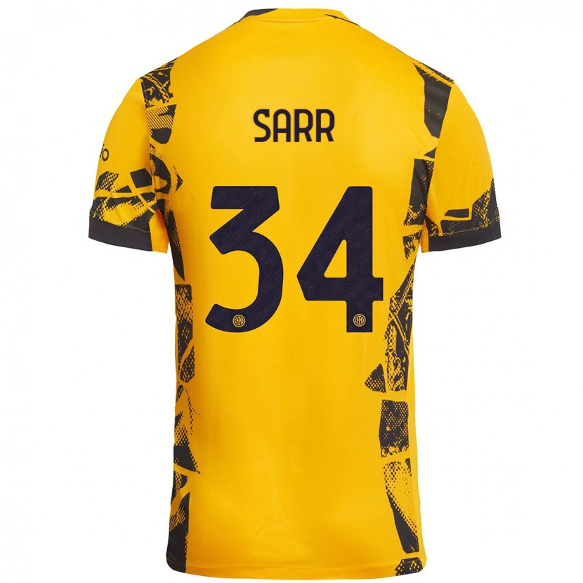 Danxen Barn Amadou Sarr #34 Gull Svart Tredje Sett Drakt Trøye 2024/25 Skjorter T-Skjorte