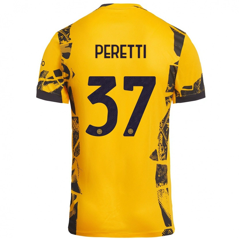 Danxen Barn Lorenzo Peretti #37 Gull Svart Tredje Sett Drakt Trøye 2024/25 Skjorter T-Skjorte