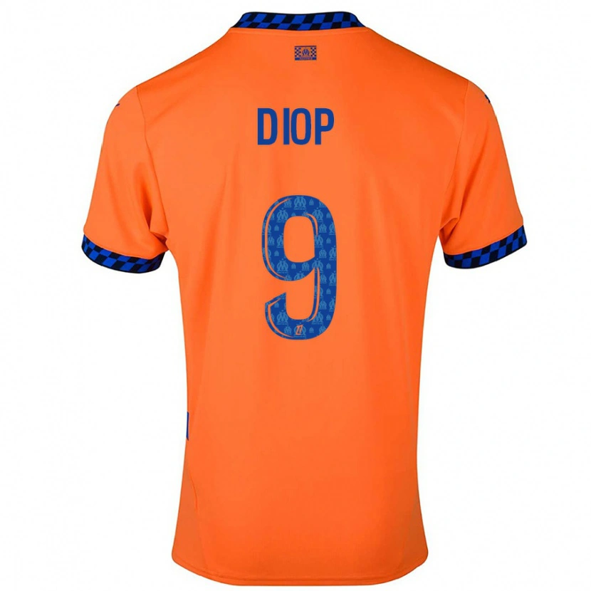 Danxen Barn Mama Diop #9 Oransje Mørkeblå Tredje Sett Drakt Trøye 2024/25 Skjorter T-Skjorte