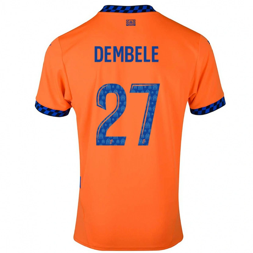 Danxen Barn Coumba Dembélé #27 Oransje Mørkeblå Tredje Sett Drakt Trøye 2024/25 Skjorter T-Skjorte