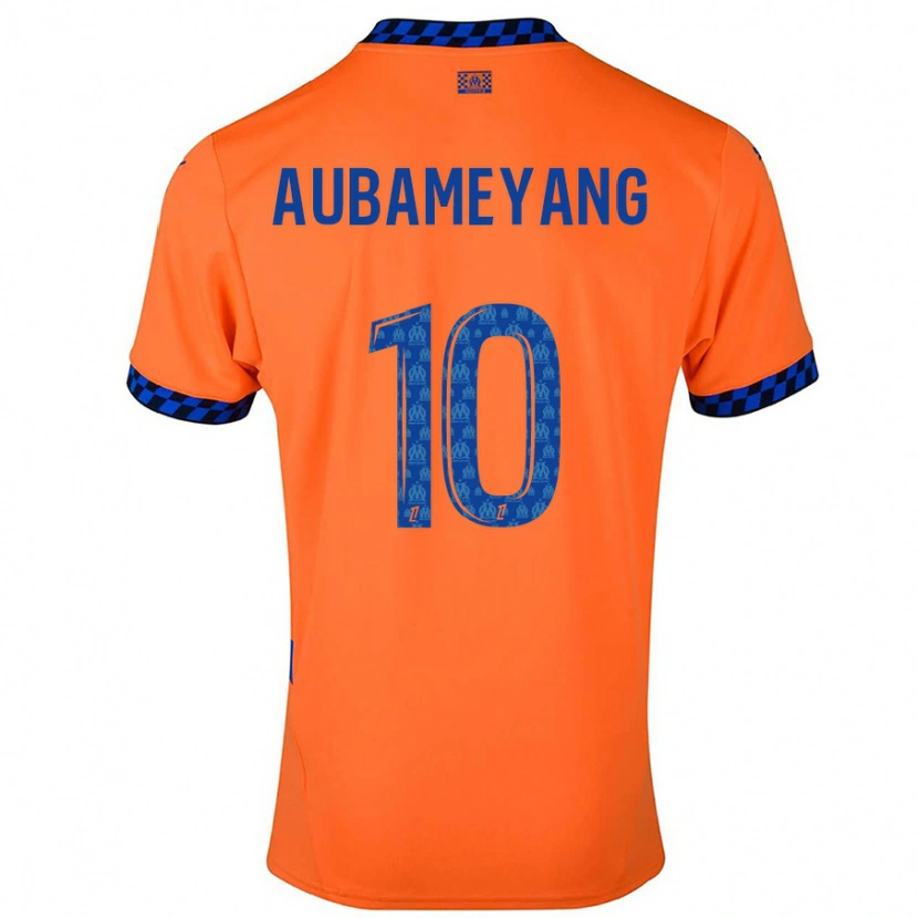 Danxen Barn Pierre-Emerick Aubameyang #10 Oransje Mørkeblå Tredje Sett Drakt Trøye 2024/25 Skjorter T-Skjorte