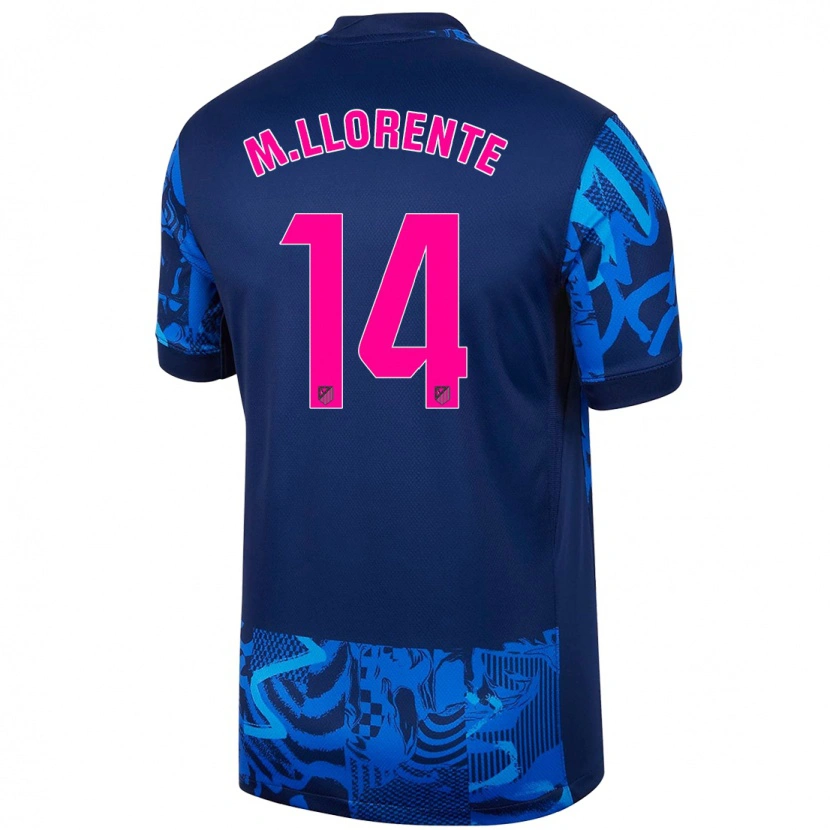 Danxen Barn Marcos Llorente #14 Kongeblå Tredje Sett Drakt Trøye 2024/25 Skjorter T-Skjorte