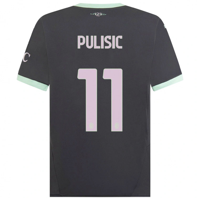 Danxen Barn Christian Pulisic #11 Grå Tredje Sett Drakt Trøye 2024/25 Skjorter T-Skjorte