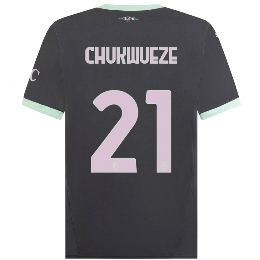 Danxen Barn Samuel Chukwueze #21 Grå Tredje Sett Drakt Trøye 2024/25 Skjorter T-Skjorte