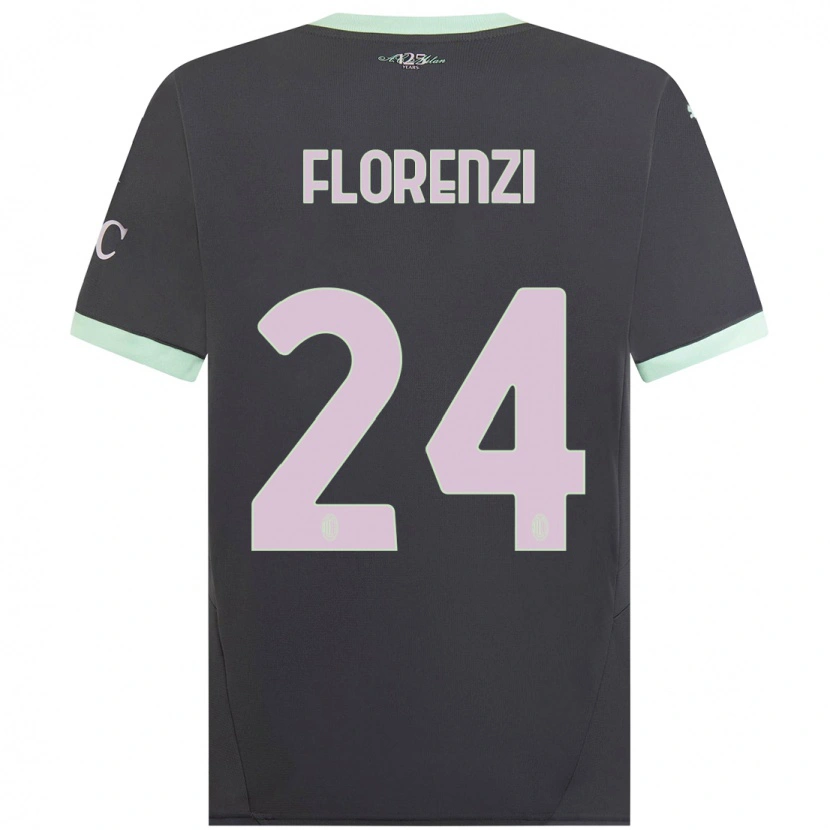 Danxen Barn Alessandro Florenzi #24 Grå Tredje Sett Drakt Trøye 2024/25 Skjorter T-Skjorte