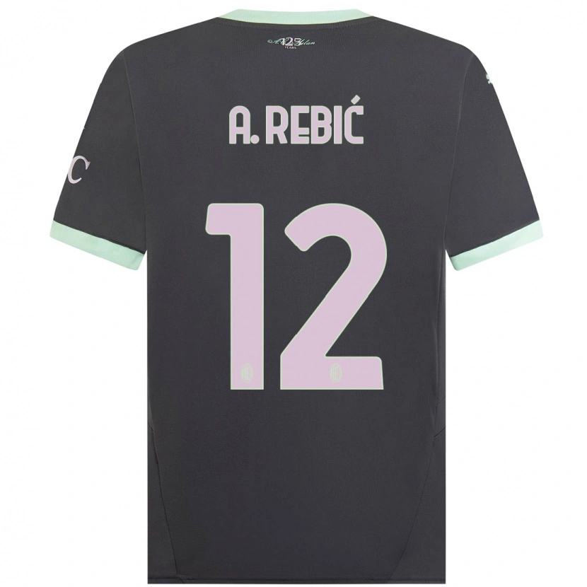 Danxen Barn Ante Rebic #12 Grå Tredje Sett Drakt Trøye 2024/25 Skjorter T-Skjorte
