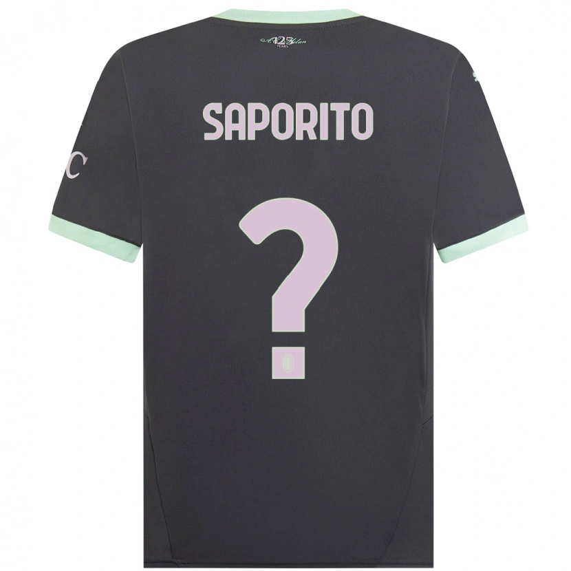 Danxen Barn Riccardo Saporito #0 Grå Tredje Sett Drakt Trøye 2024/25 Skjorter T-Skjorte