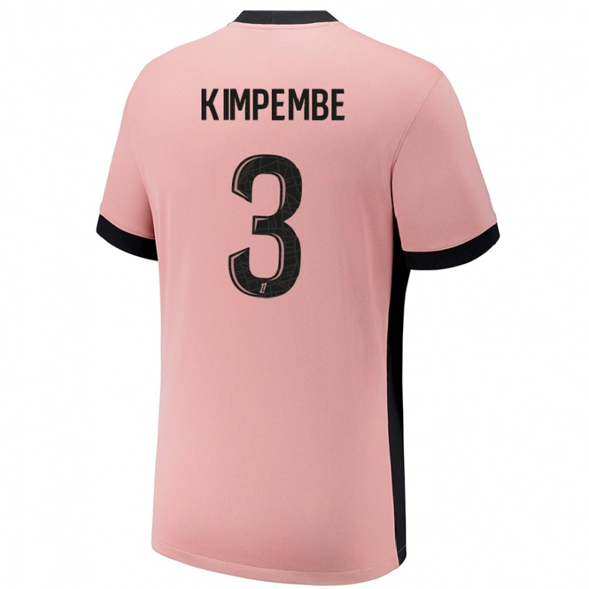 Danxen Barn Presnel Kimpembe #3 Rust Rosa Tredje Sett Drakt Trøye 2024/25 Skjorter T-Skjorte