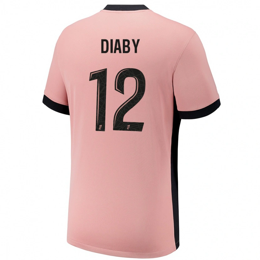 Danxen Barn Ibrahima Diaby #12 Rust Rosa Tredje Sett Drakt Trøye 2024/25 Skjorter T-Skjorte
