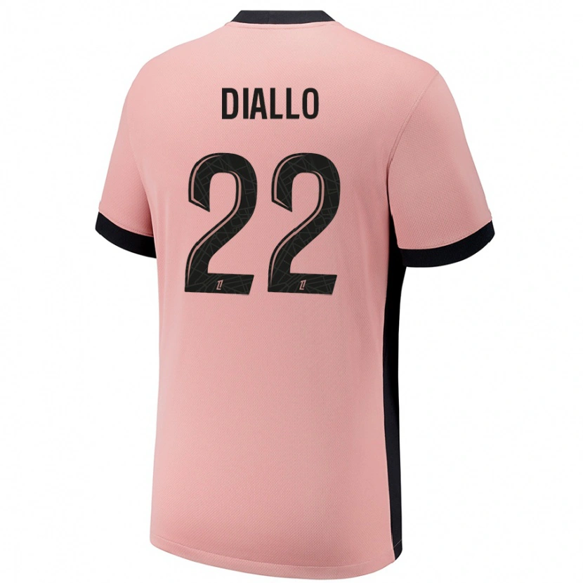 Danxen Barn Abdou Diallo #22 Rust Rosa Tredje Sett Drakt Trøye 2024/25 Skjorter T-Skjorte