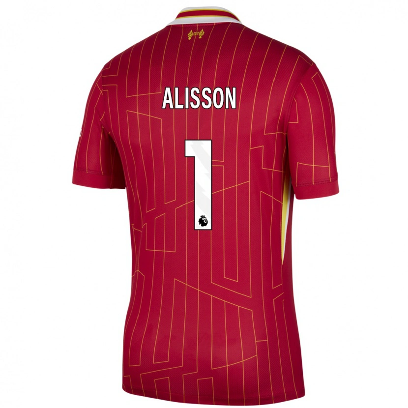 Danxen Mann Alisson #1 Rød Gul Hvit Hjemmetrøye Drakt Trøye 2024/25 Skjorter T-Skjorte