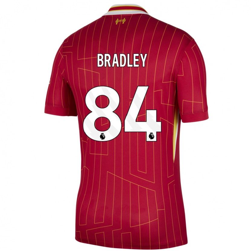 Danxen Mann Conor Bradley #84 Rød Gul Hvit Hjemmetrøye Drakt Trøye 2024/25 Skjorter T-Skjorte