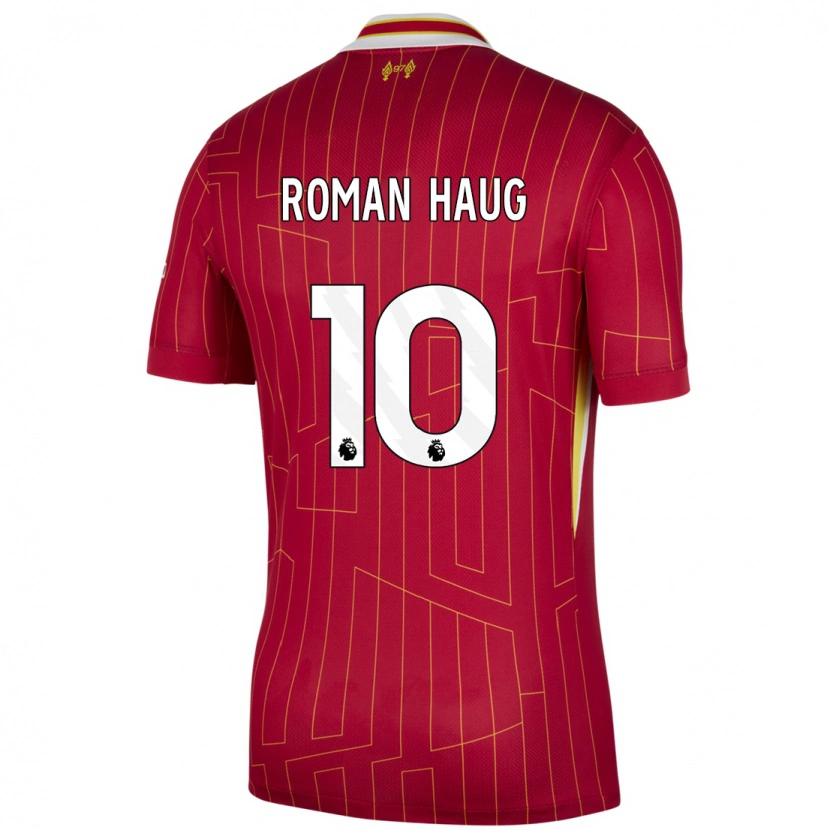 Danxen Mann Sophie Román Haug #10 Rød Gul Hvit Hjemmetrøye Drakt Trøye 2024/25 Skjorter T-Skjorte
