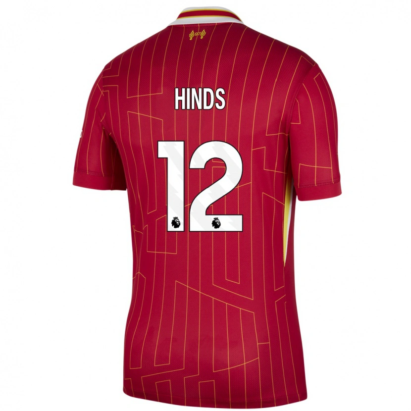 Danxen Mann Taylor Hinds #12 Rød Gul Hvit Hjemmetrøye Drakt Trøye 2024/25 Skjorter T-Skjorte