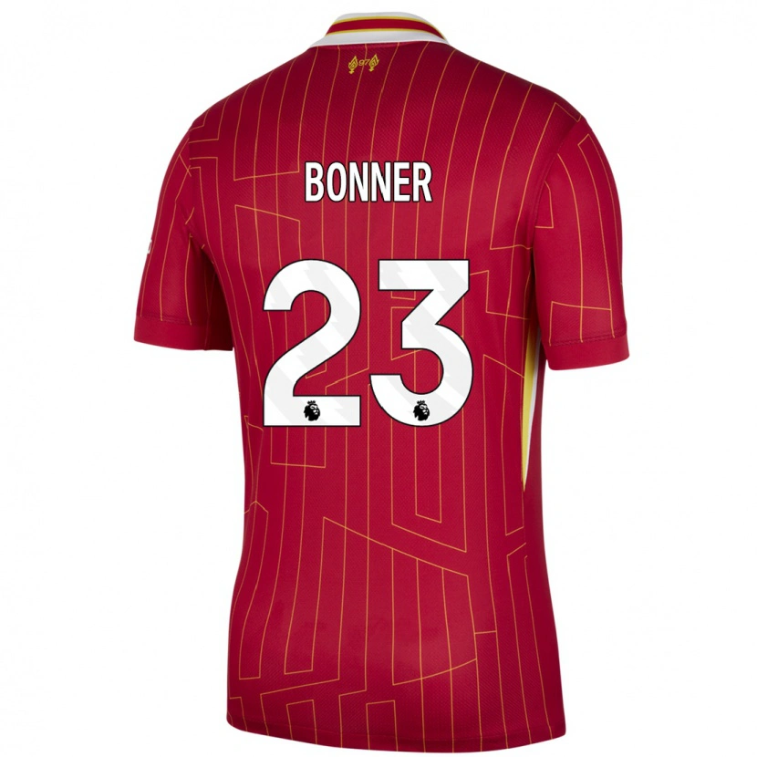 Danxen Mann Gemma Bonner #23 Rød Gul Hvit Hjemmetrøye Drakt Trøye 2024/25 Skjorter T-Skjorte
