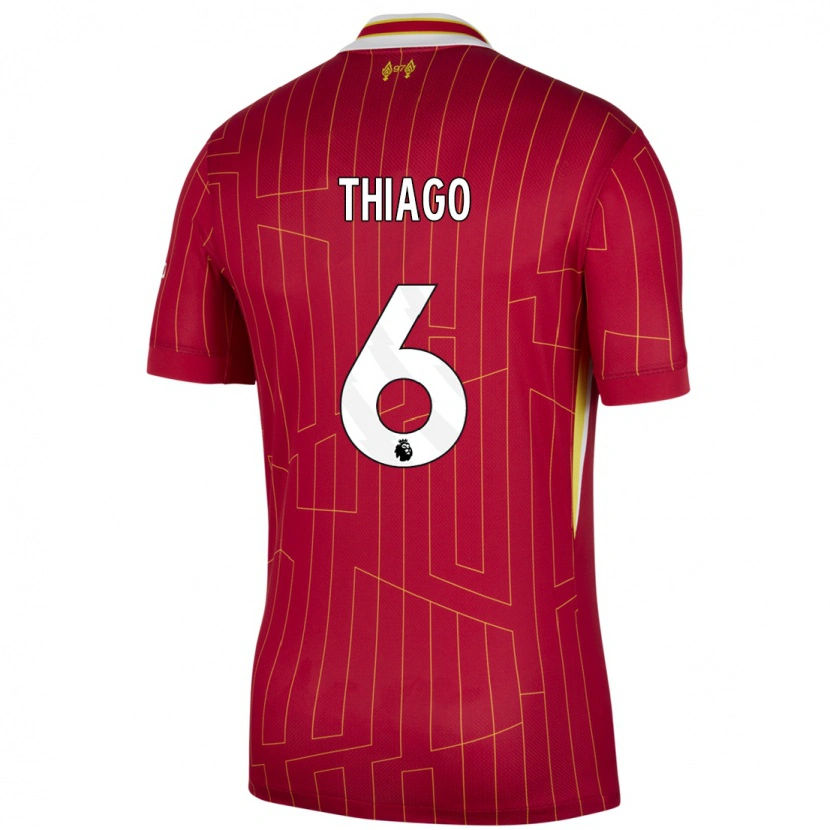 Danxen Mann Thiago #6 Rød Gul Hvit Hjemmetrøye Drakt Trøye 2024/25 Skjorter T-Skjorte