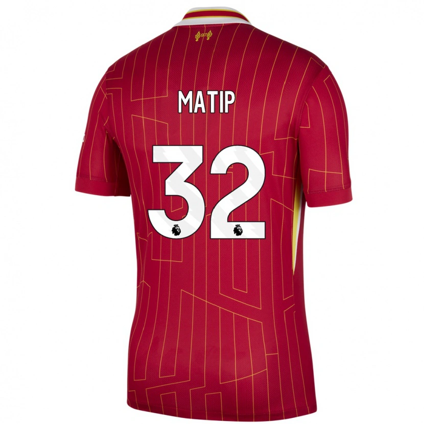 Danxen Mann Joel Matip #32 Rød Gul Hvit Hjemmetrøye Drakt Trøye 2024/25 Skjorter T-Skjorte