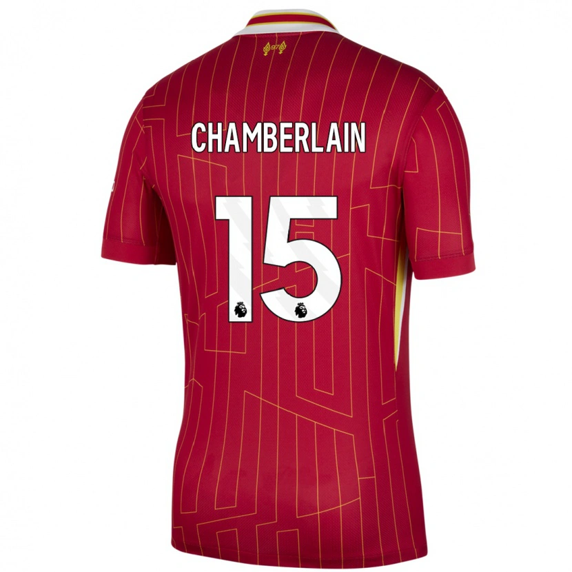 Danxen Mann Alex Oxlade Chamberlain #15 Rød Gul Hvit Hjemmetrøye Drakt Trøye 2024/25 Skjorter T-Skjorte