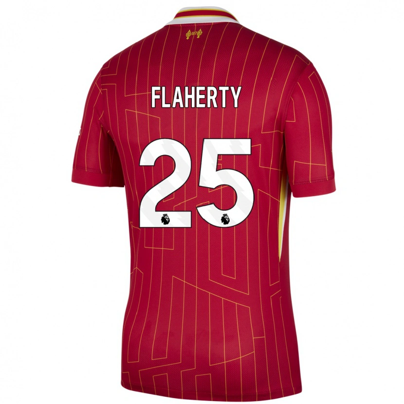 Danxen Mann Gilly Flaherty #25 Rød Gul Hvit Hjemmetrøye Drakt Trøye 2024/25 Skjorter T-Skjorte