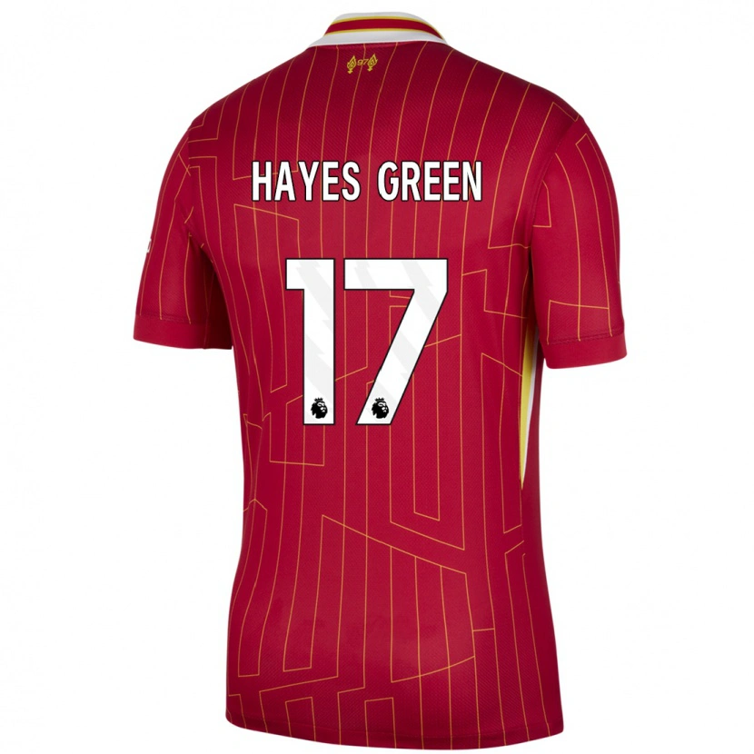 Danxen Mann Charlie Hayes-Green #17 Rød Gul Hvit Hjemmetrøye Drakt Trøye 2024/25 Skjorter T-Skjorte