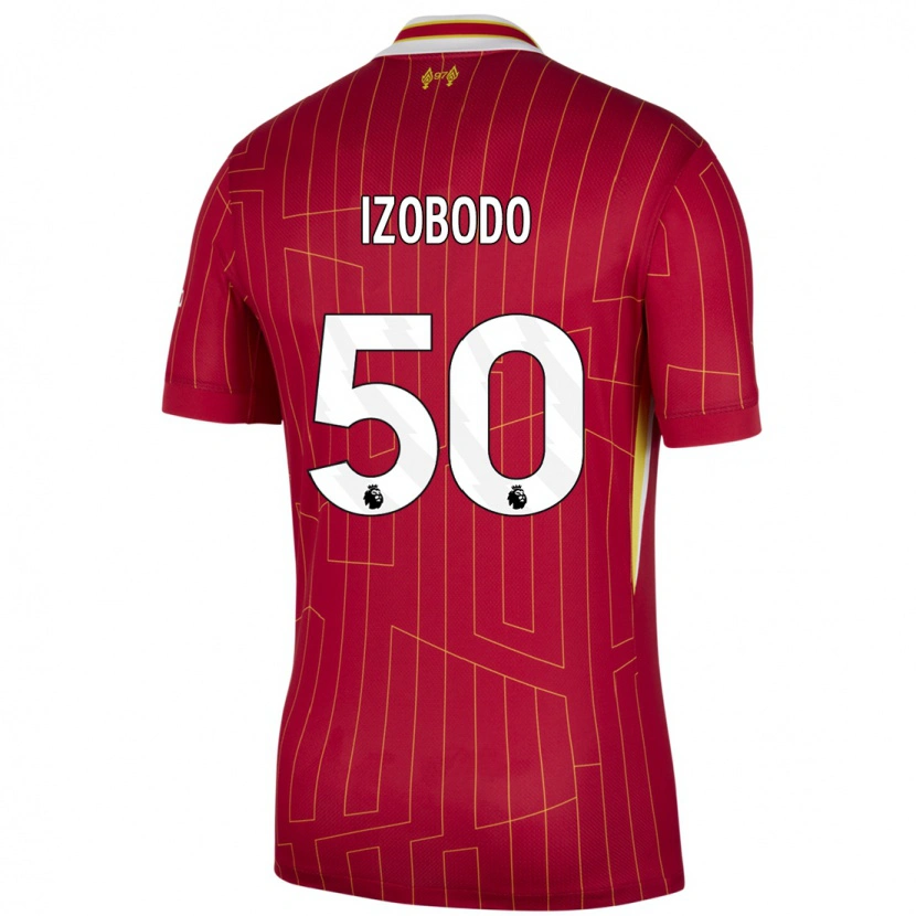 Danxen Mann Elijah Izobodo John #50 Rød Gul Hvit Hjemmetrøye Drakt Trøye 2024/25 Skjorter T-Skjorte