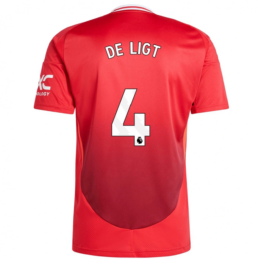 Danxen Mann Matthijs De Ligt #4 Knallrødt Hjemmetrøye Drakt Trøye 2024/25 Skjorter T-Skjorte