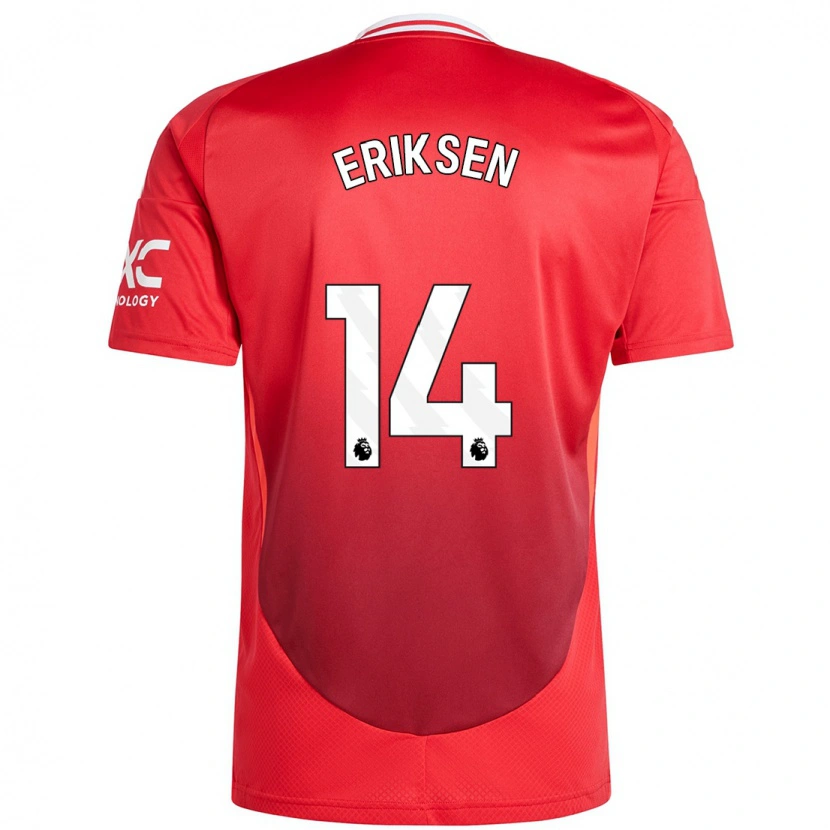 Danxen Mann Christian Eriksen #14 Knallrødt Hjemmetrøye Drakt Trøye 2024/25 Skjorter T-Skjorte