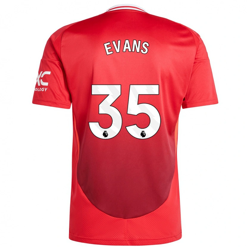 Danxen Mann Jonny Evans #35 Knallrødt Hjemmetrøye Drakt Trøye 2024/25 Skjorter T-Skjorte