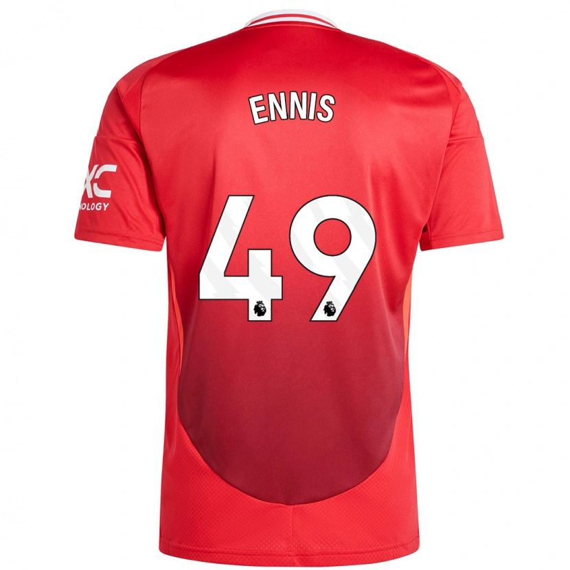 Danxen Mann Ethan Ennis #49 Knallrødt Hjemmetrøye Drakt Trøye 2024/25 Skjorter T-Skjorte