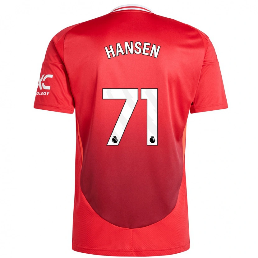 Danxen Mann Isak Hansen-Aaroen #71 Knallrødt Hjemmetrøye Drakt Trøye 2024/25 Skjorter T-Skjorte