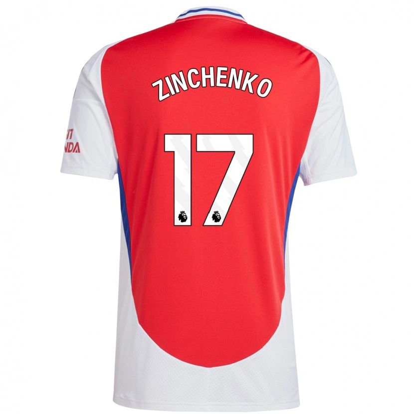 Danxen Mann Oleksandr Zinchenko #17 Rød Hvit Hjemmetrøye Drakt Trøye 2024/25 Skjorter T-Skjorte