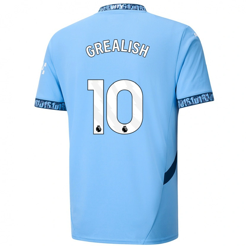 Danxen Mann Jack Grealish #10 Marineblå Hjemmetrøye Drakt Trøye 2024/25 Skjorter T-Skjorte