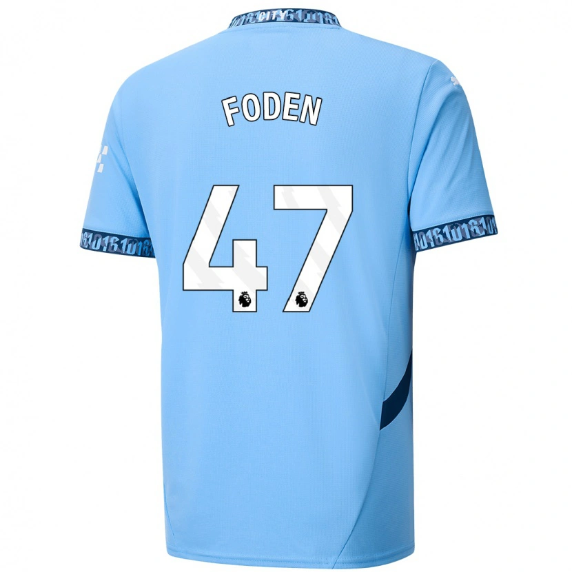 Danxen Mann Phil Foden #47 Marineblå Hjemmetrøye Drakt Trøye 2024/25 Skjorter T-Skjorte