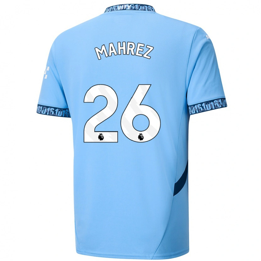Danxen Mann Riyad Mahrez #26 Marineblå Hjemmetrøye Drakt Trøye 2024/25 Skjorter T-Skjorte