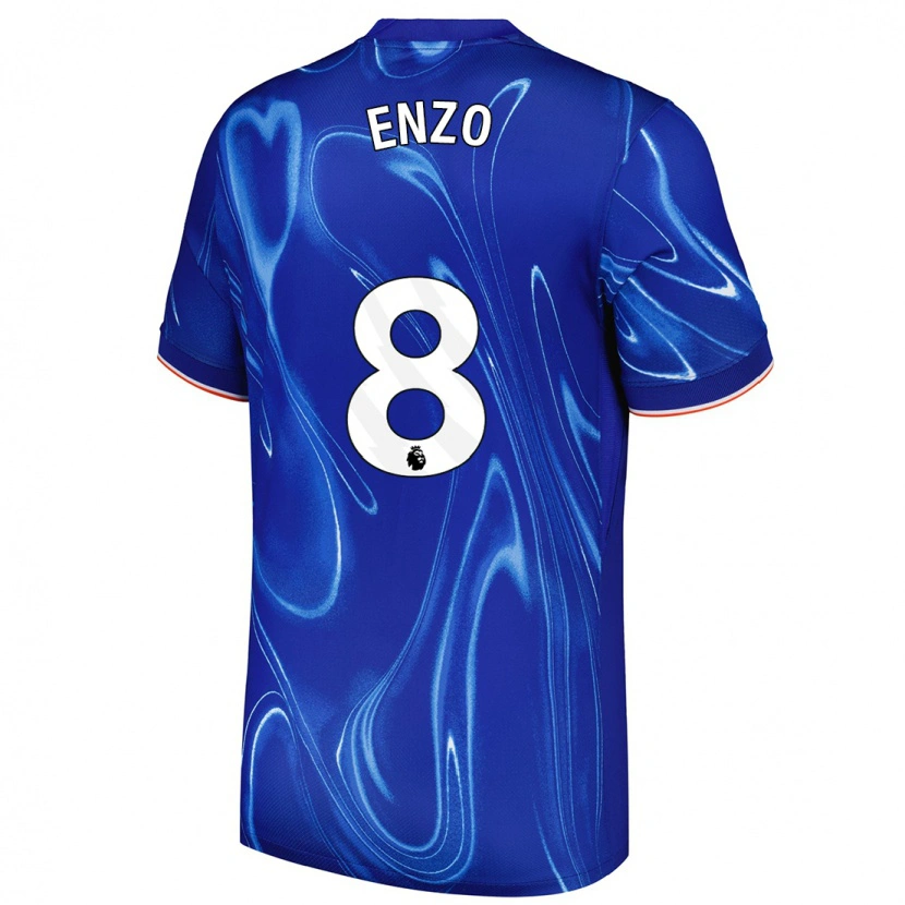Danxen Mann Enzo Fernández #8 Blå Hvit Hjemmetrøye Drakt Trøye 2024/25 Skjorter T-Skjorte