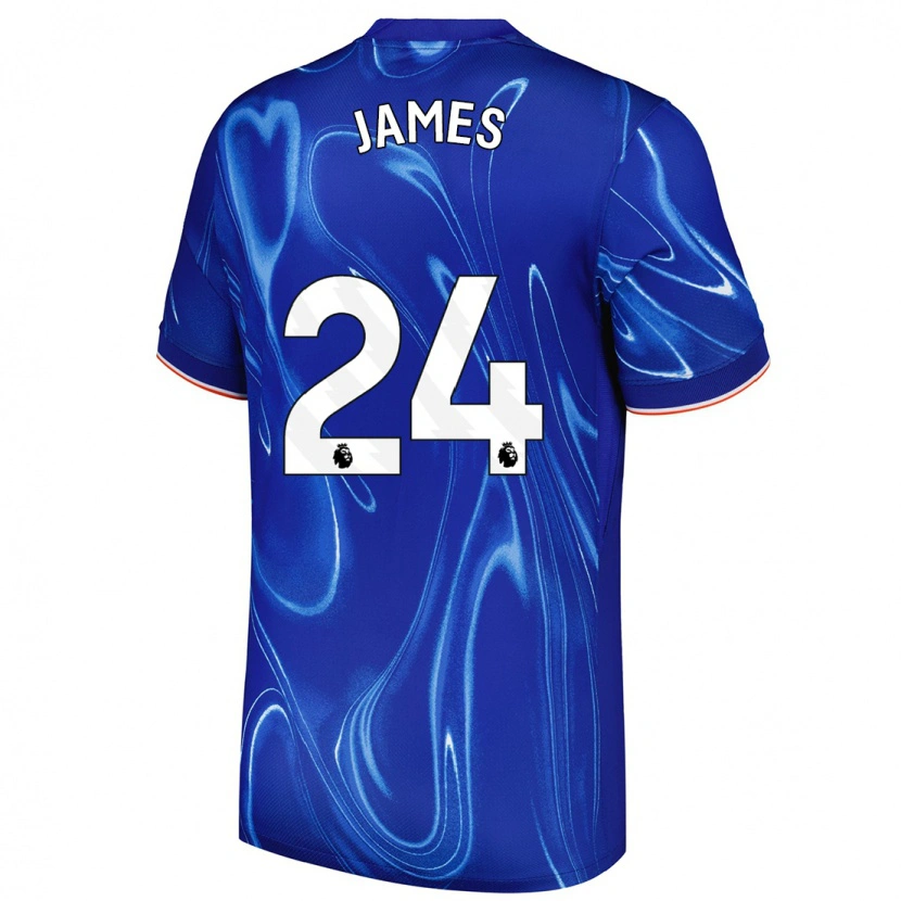 Danxen Mann Reece James #24 Blå Hvit Hjemmetrøye Drakt Trøye 2024/25 Skjorter T-Skjorte