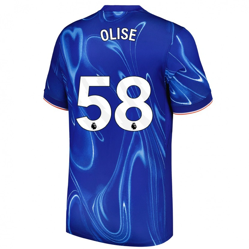 Danxen Mann Richard Olise #58 Blå Hvit Hjemmetrøye Drakt Trøye 2024/25 Skjorter T-Skjorte