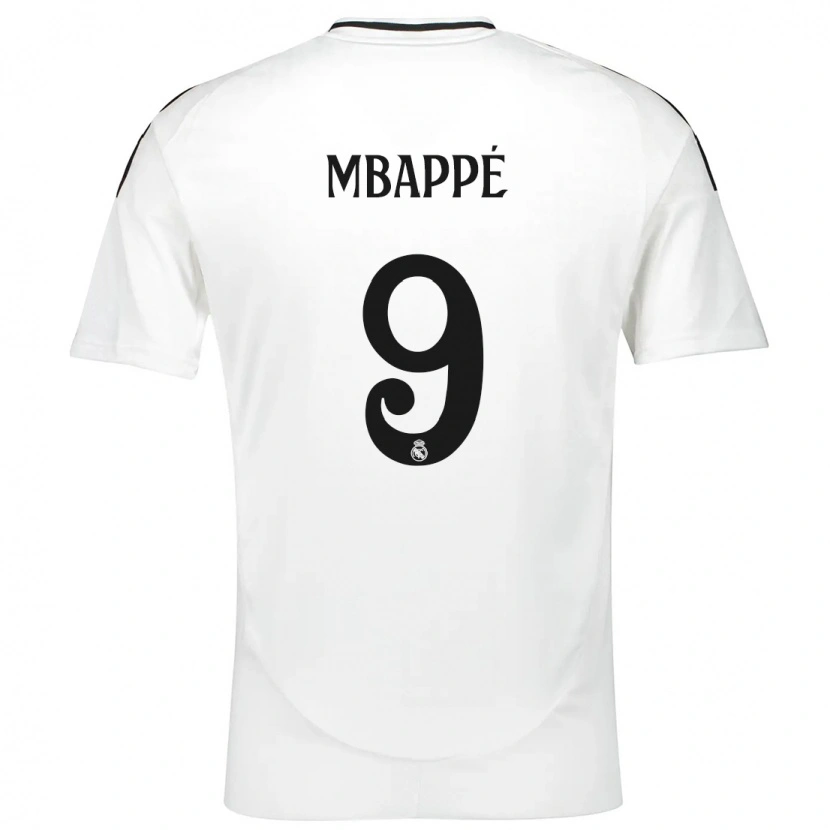 Danxen Mann Kylian Mbappé #9 Hvit Hjemmetrøye Drakt Trøye 2024/25 Skjorter T-Skjorte