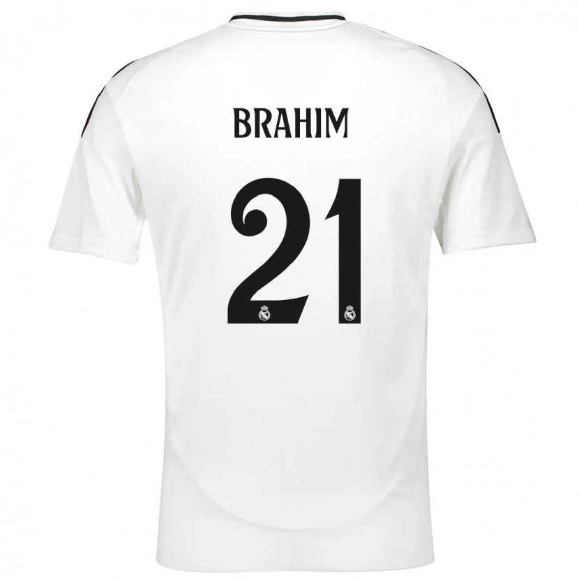 Danxen Mann Brahim Díaz #21 Hvit Hjemmetrøye Drakt Trøye 2024/25 Skjorter T-Skjorte