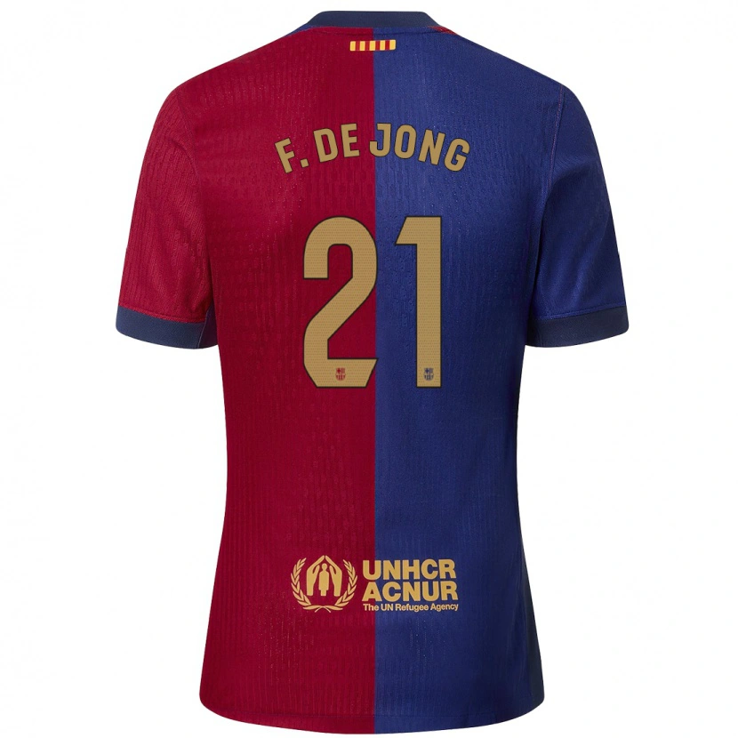 Danxen Mann Frenkie De Jong #21 Blå Rød Hjemmetrøye Drakt Trøye 2024/25 Skjorter T-Skjorte