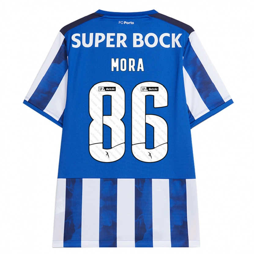 Danxen Mann Rodrigo Mora #86 Blå Hvit Hjemmetrøye Drakt Trøye 2024/25 Skjorter T-Skjorte