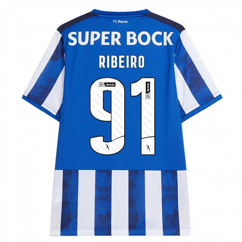 Danxen Mann Gonçalo Ribeiro #91 Blå Hvit Hjemmetrøye Drakt Trøye 2024/25 Skjorter T-Skjorte