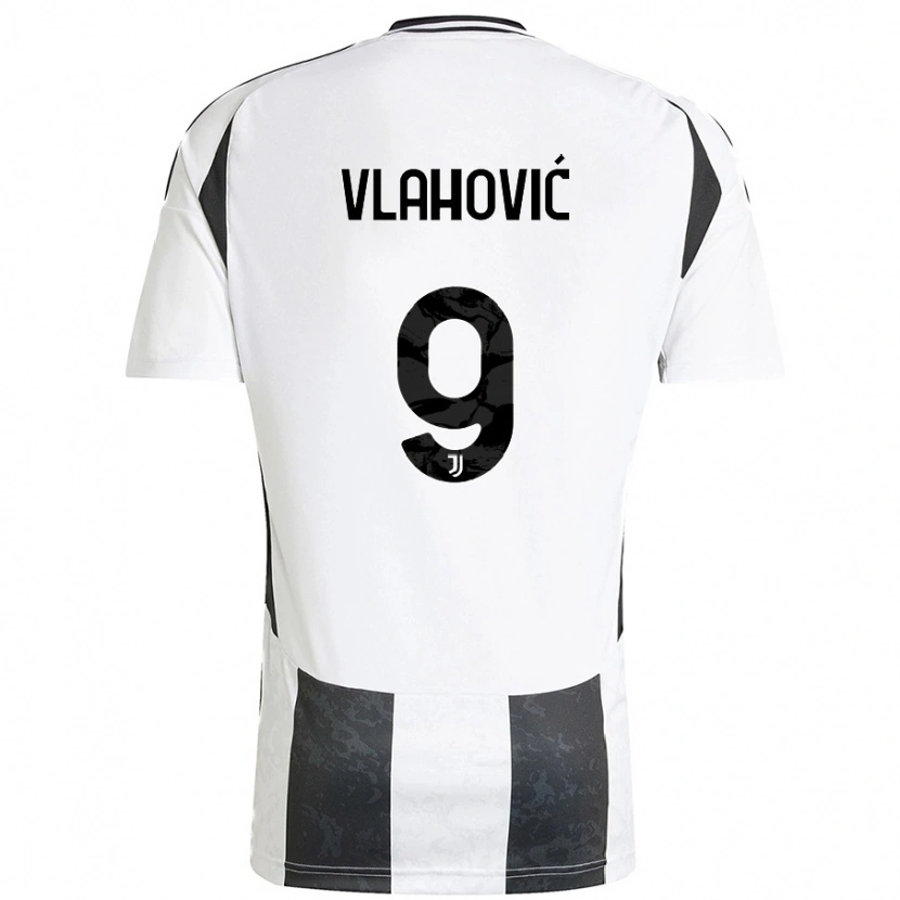 Danxen Mann Dušan Vlahović #9 Hvit Svart Hjemmetrøye Drakt Trøye 2024/25 Skjorter T-Skjorte