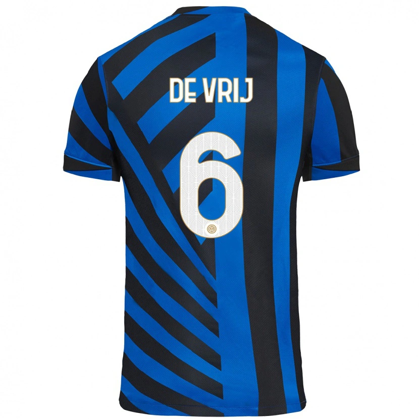 Danxen Mann Stefan De Vrij #6 Blå Svart Hjemmetrøye Drakt Trøye 2024/25 Skjorter T-Skjorte