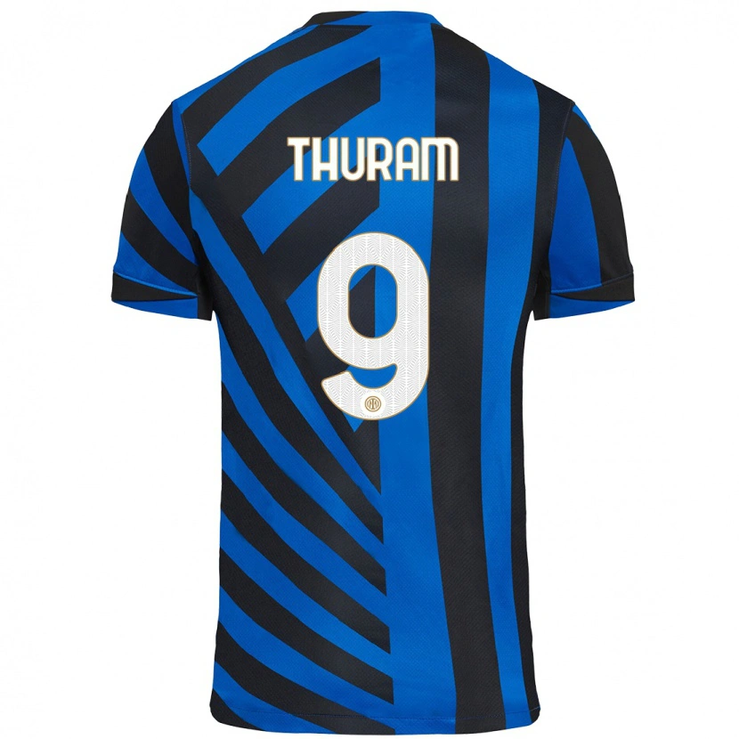 Danxen Mann Marcus Thuram #9 Blå Svart Hjemmetrøye Drakt Trøye 2024/25 Skjorter T-Skjorte