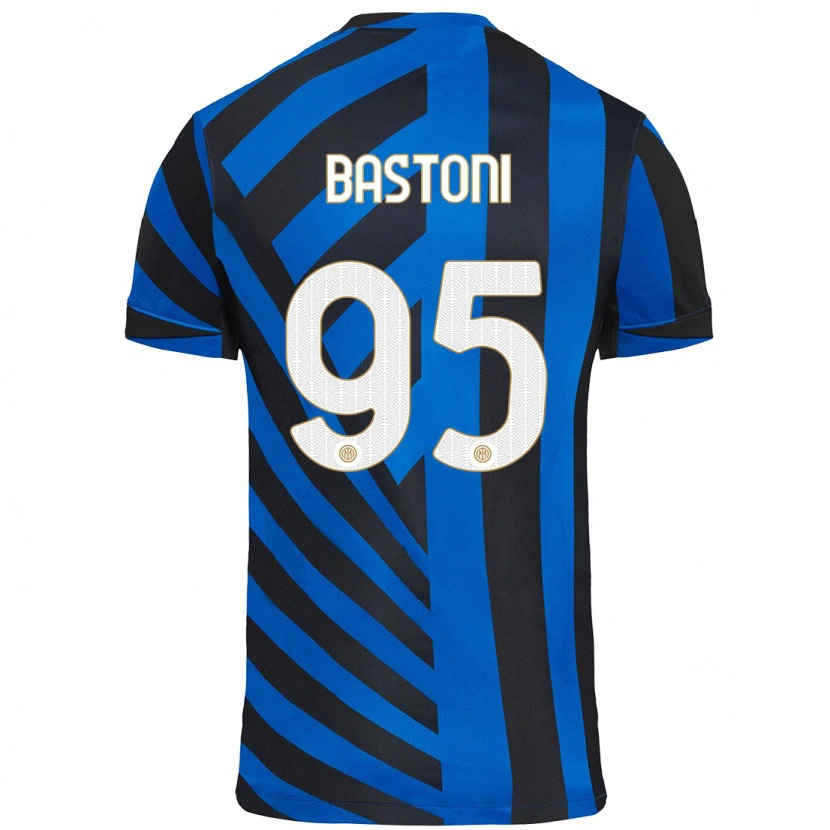Danxen Mann Alessandro Bastoni #95 Blå Svart Hjemmetrøye Drakt Trøye 2024/25 Skjorter T-Skjorte